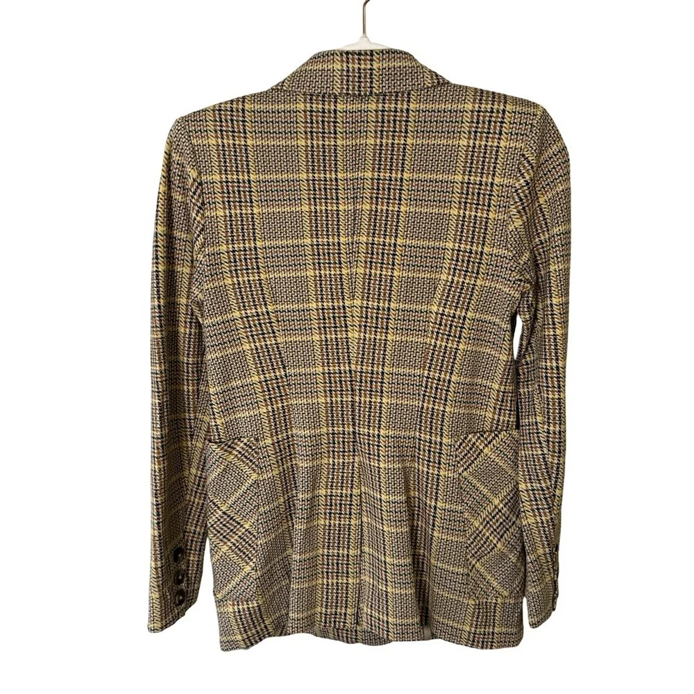 CAbi Women's Plaid Blazer - Black and Tan Size 0 Office Preppy Fall Checkered - Picture 2 of 14